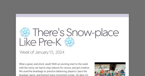 ❄️ There's Snow-place Like Pre-K ❄️