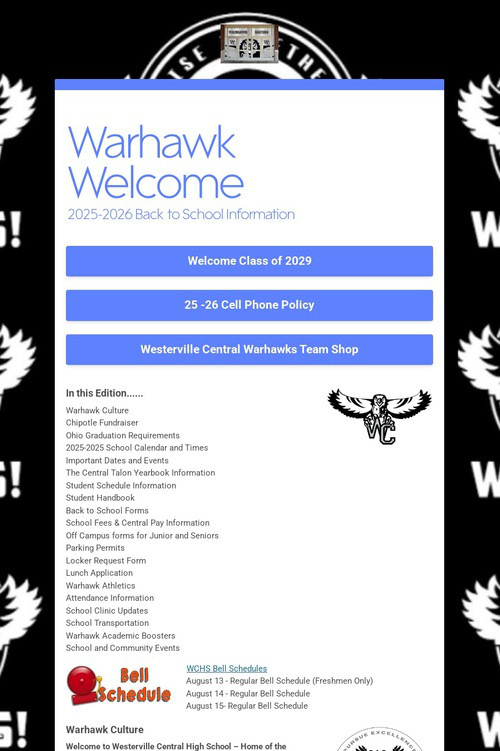 Warhawk Welcome