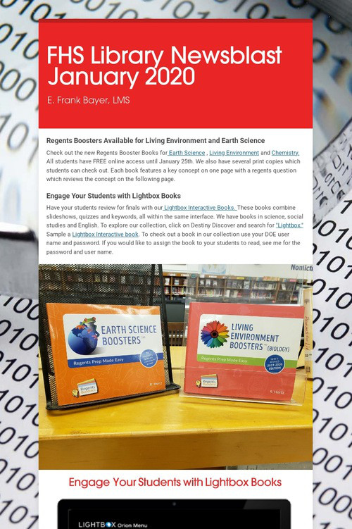 FHS Library Newsblast January 2020