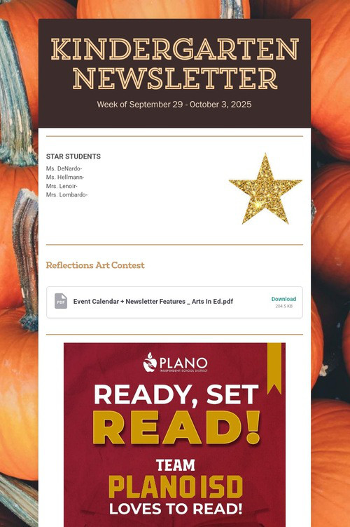 Kindergarten Newsletter