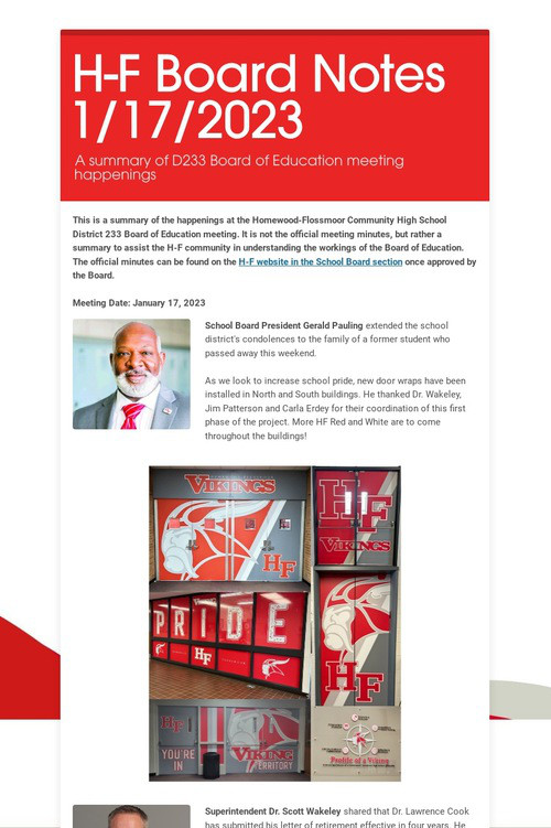 H-F Board Notes 1/17/2023