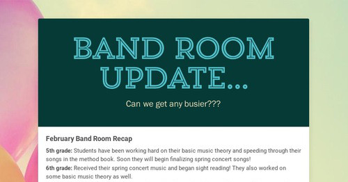 Band Room Update...