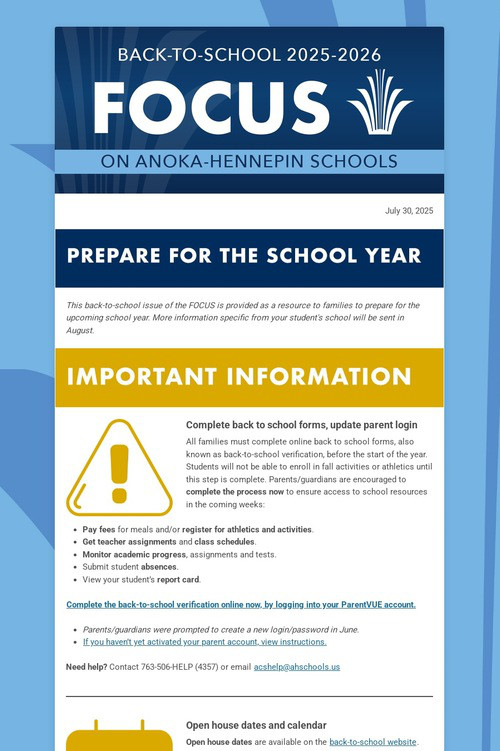 Back-to-school FOCUS 2025-26