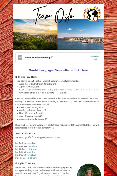 Team Oslo Weekly Newsletter