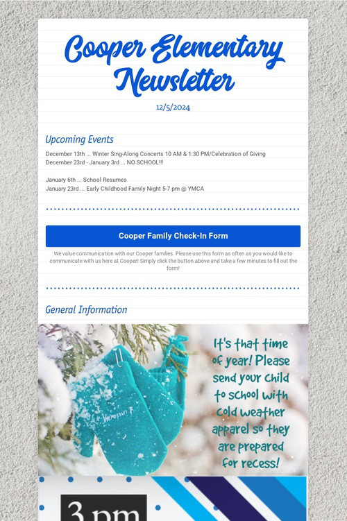 Cooper Elementary Newsletter