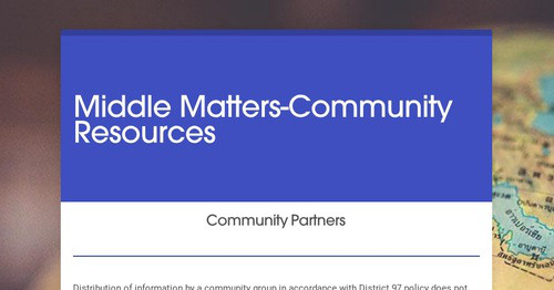 Middle Matters-Community Resources