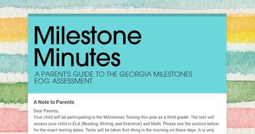 Milestone Minutes | Smore Newsletters