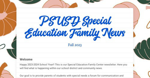 PSUSD Special Education News