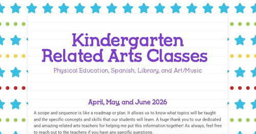 Kindergarten Related Arts Classes