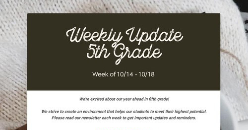 Weekly Update 5th Grade