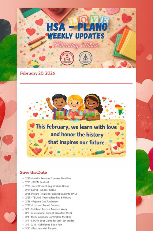 HSA - Plano Weekly Updates