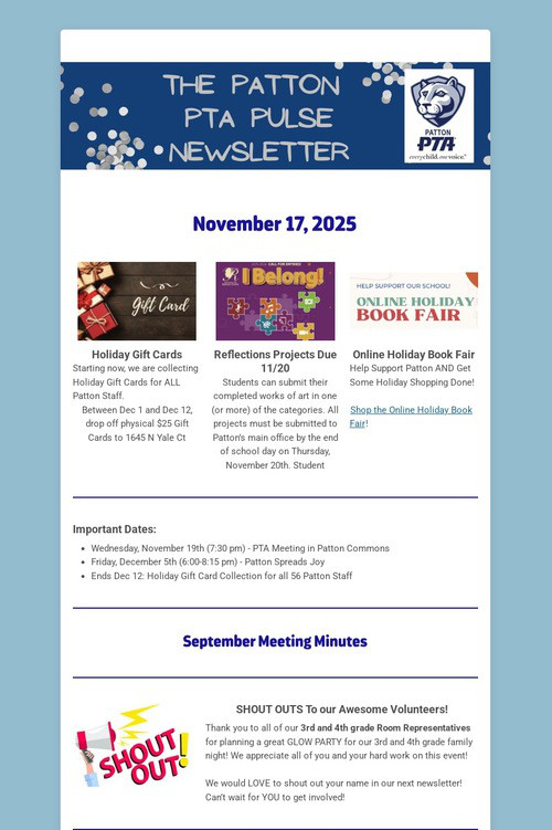 Patton PTA Pulse Newsletter