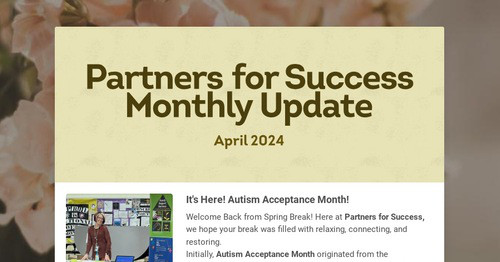 Partners for Success Monthly Update