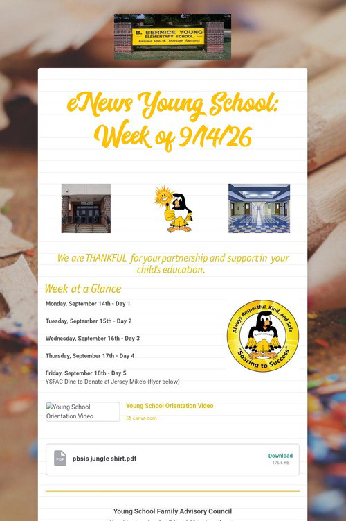 eNews Young School: Week of 9/14/26