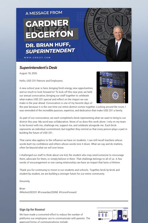 Message from the Superintendent