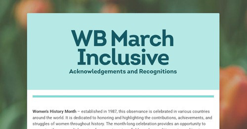 WB March Inclusive