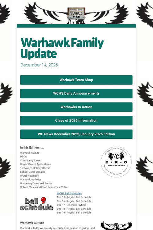Warhawk Family Update