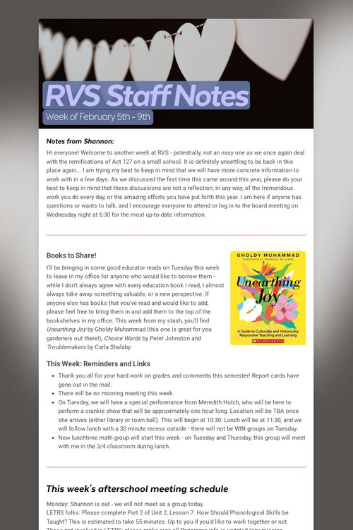 RVS Staff Notes