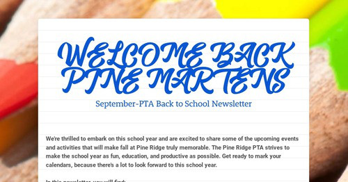 WELCOME BACK PINE MARTENS | Smore Newsletters for Education