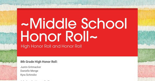 MIDDLE SCHOOL HONOR ROLL REQUIREMENTS visual data 5
