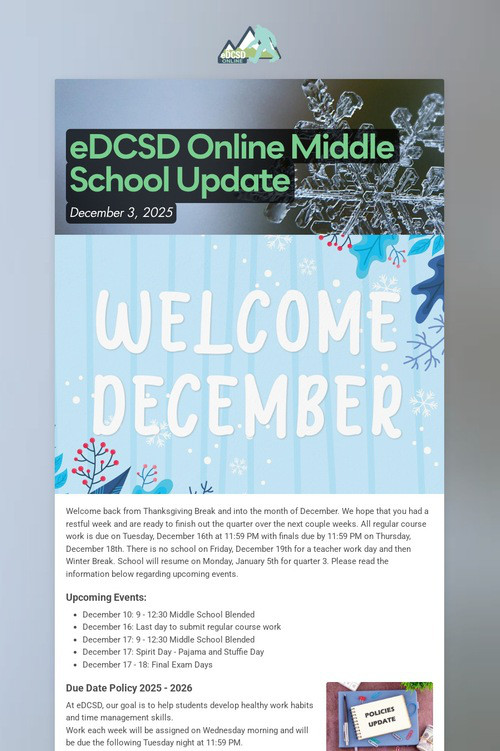 eDCSD Online Middle School Update