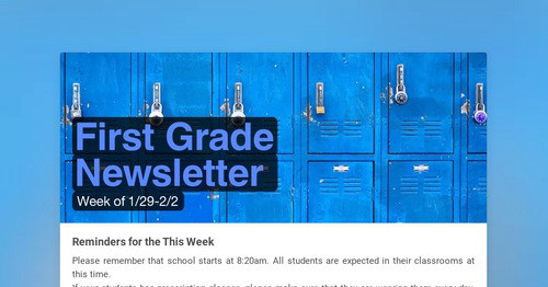 First Grade Newsletter