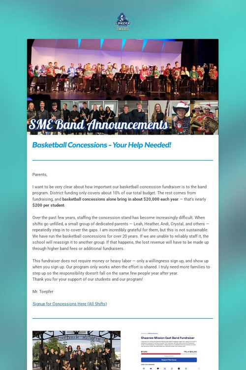 SME Band Announcements