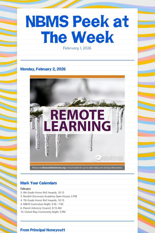 NBMS Peek at The Week