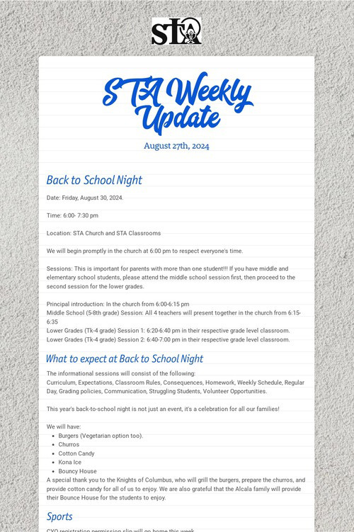 STA Weekly Update