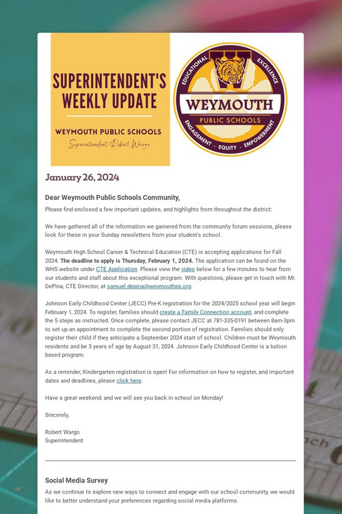 Superintendent's Weekly Update