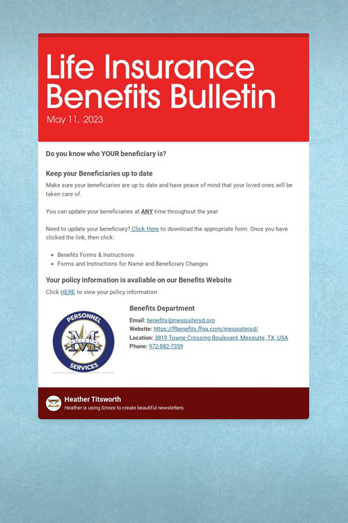 Life Insurance Benefits Bulletin