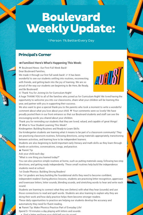 Boulevard Weekly Update: