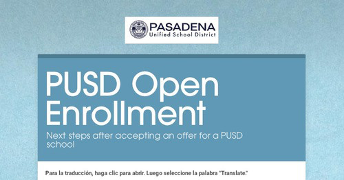 2023-2024 PUSD Open Enrollment