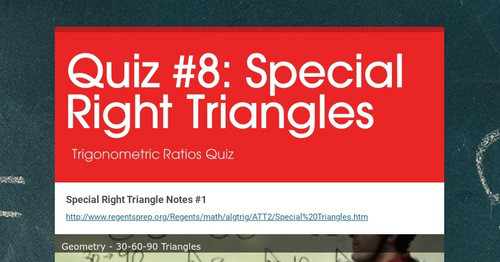 Quiz #8: Special Right Triangles | Smore Newsletters
