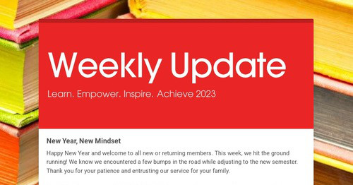 Updated Every Week Weekly Update | Smore Newsletters for Business