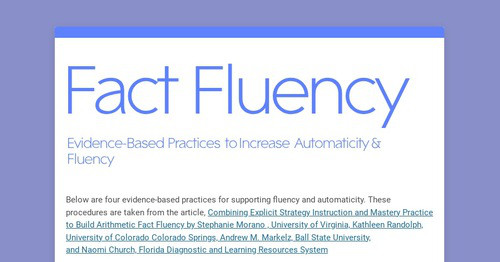 Fact Fluency