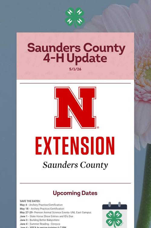 Saunders County 4-H Update