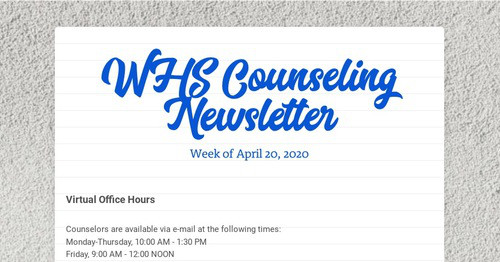 WHS Counseling Newsletter | Smore Newsletters