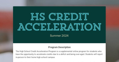 HS Credit Acceleration