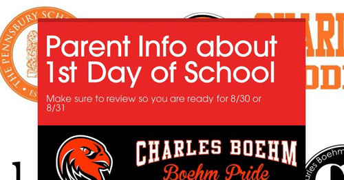 Parent Info about 1st Day of School