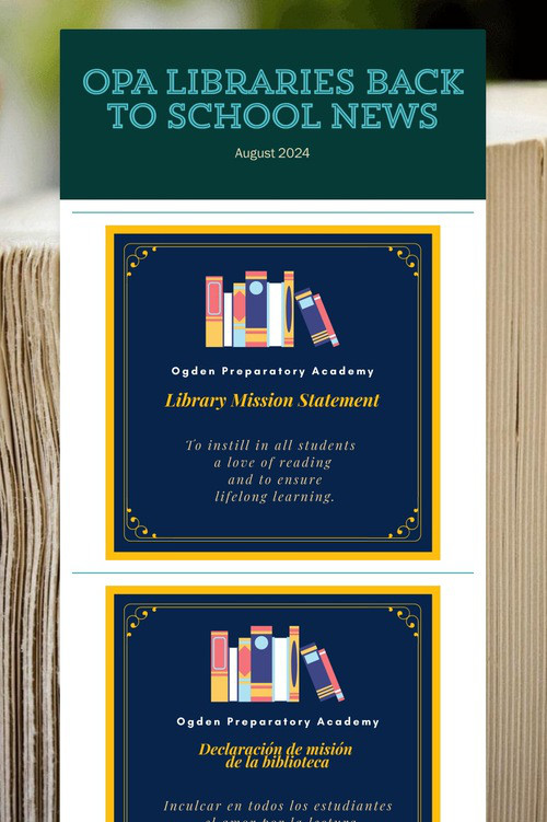 OPA Libraries Back to School News