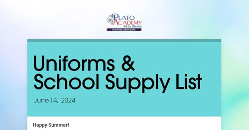 Uniforms & School Supply List