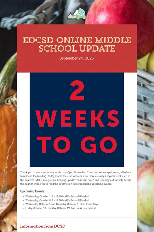 eDCSD Online Middle School Update