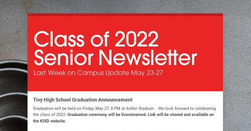 Class of 2022 Senior Newsletter