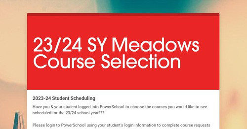 23/24 SY Meadows Course Selection