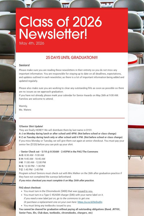 Class of 2026 Newsletter!