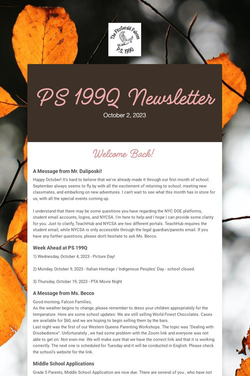 PS 199Q Newsletter