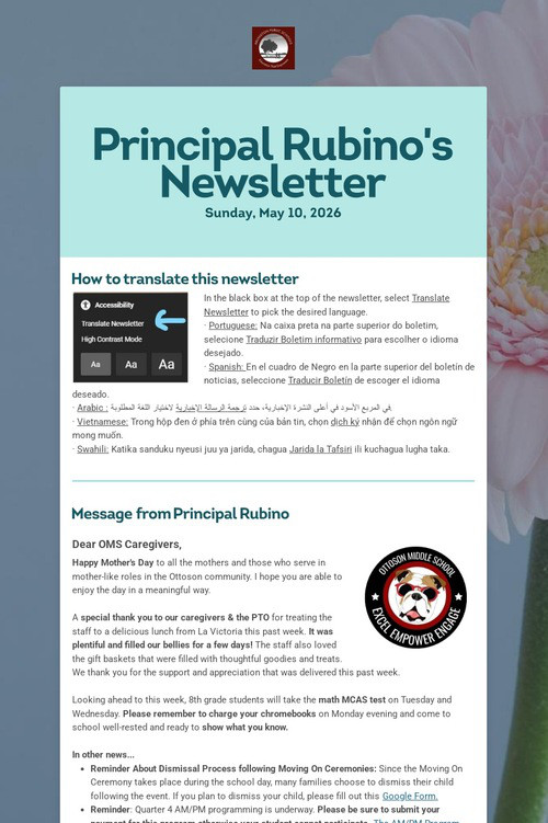 Principal Rubino's Newsletter