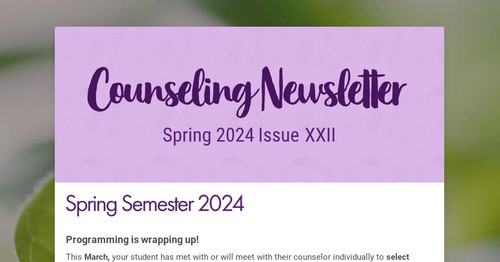 Counseling Newsletter