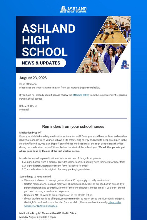 Ashland High School Weekly Update